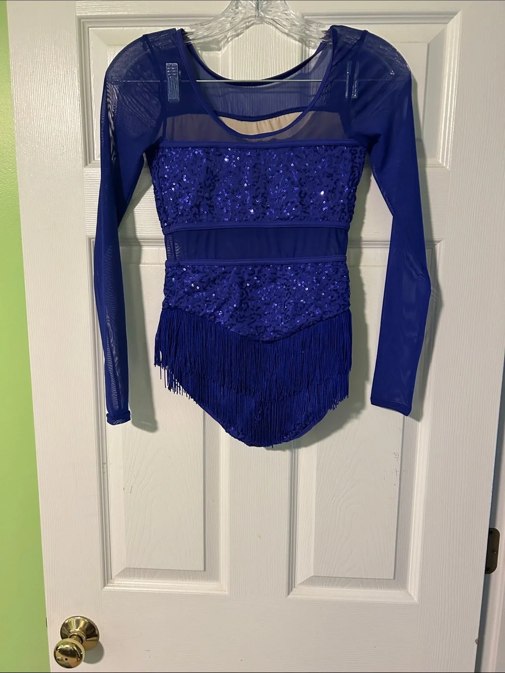 Weissman Purple Sequin Fringe Dance Leotard
